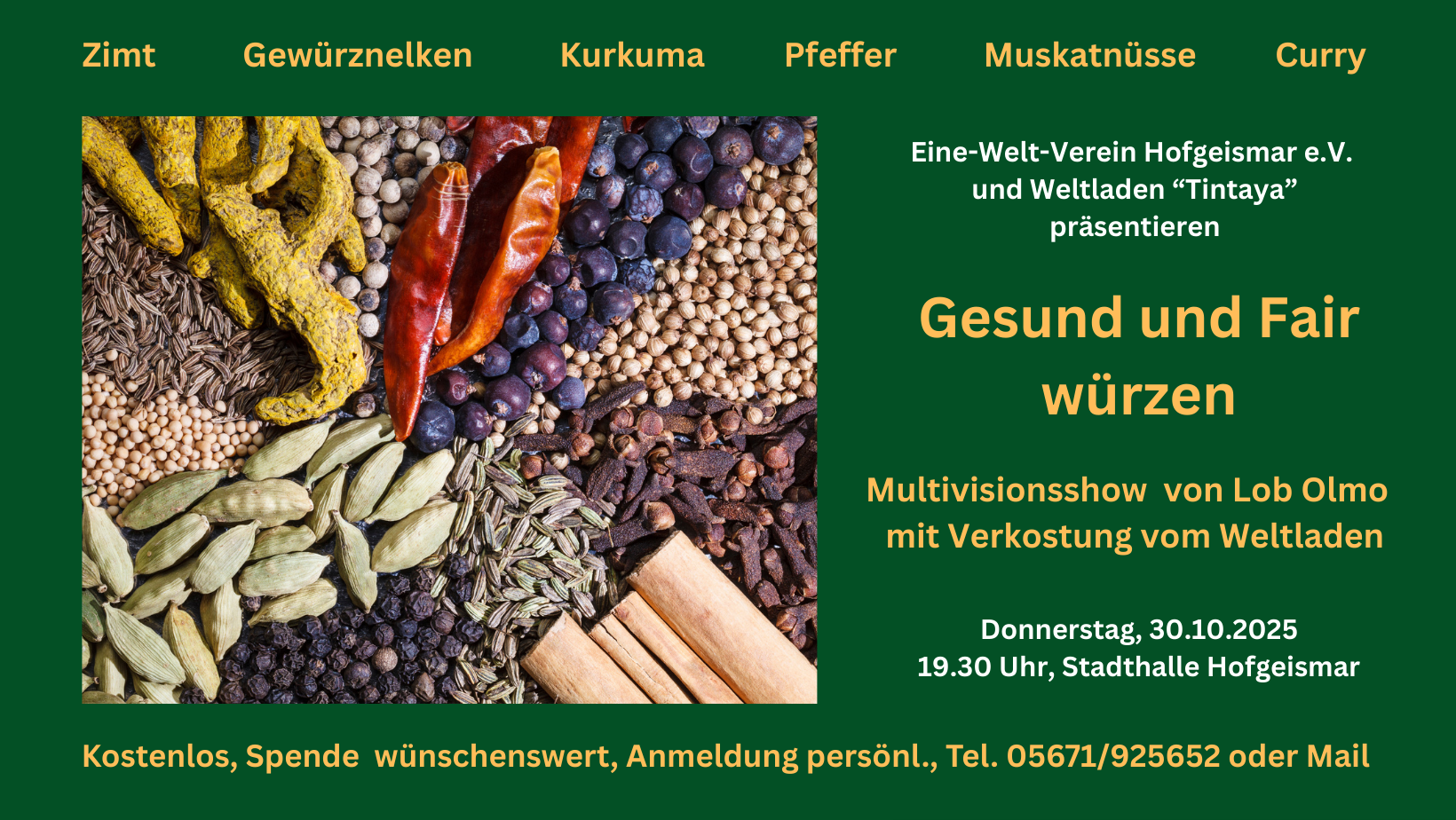 Gewürze, Veranstaltung Hofgeismar 30.10.2025